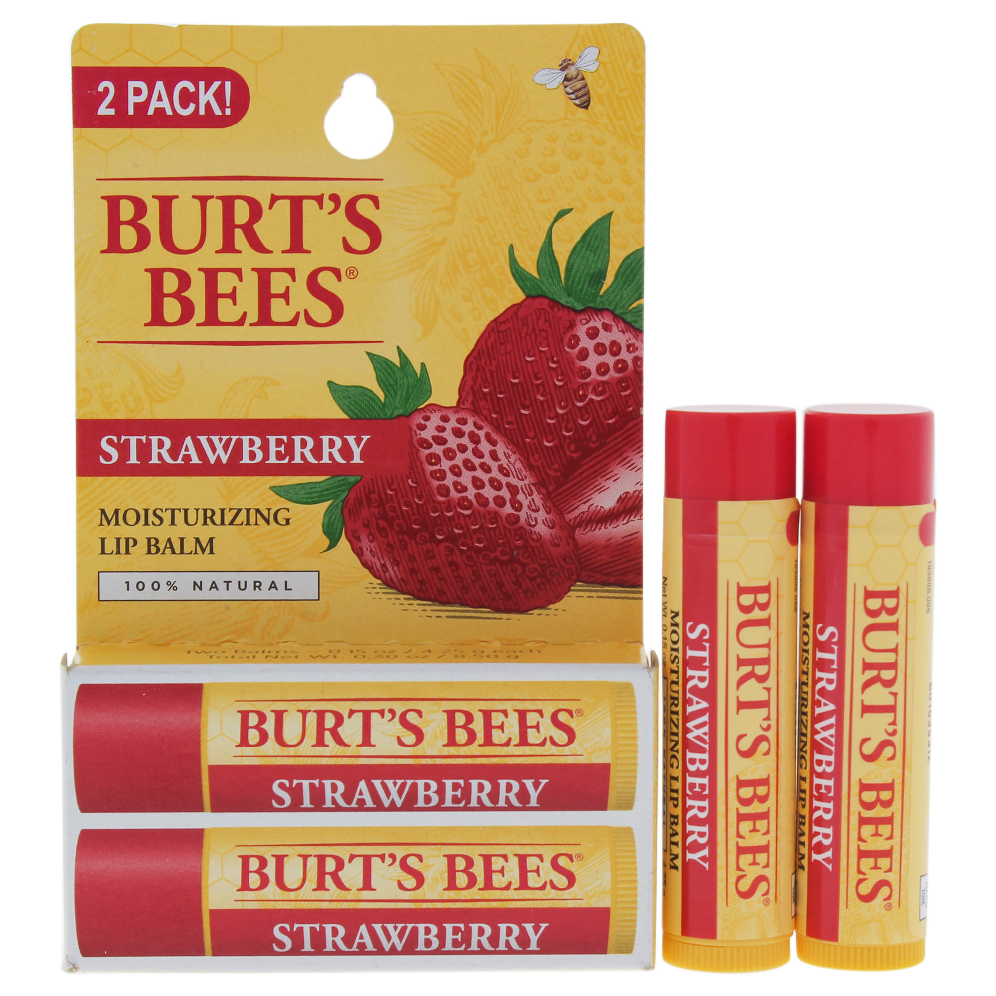 Bálsamo Labial Burts Bees Strawberry Hidratante Twin Pack 4,