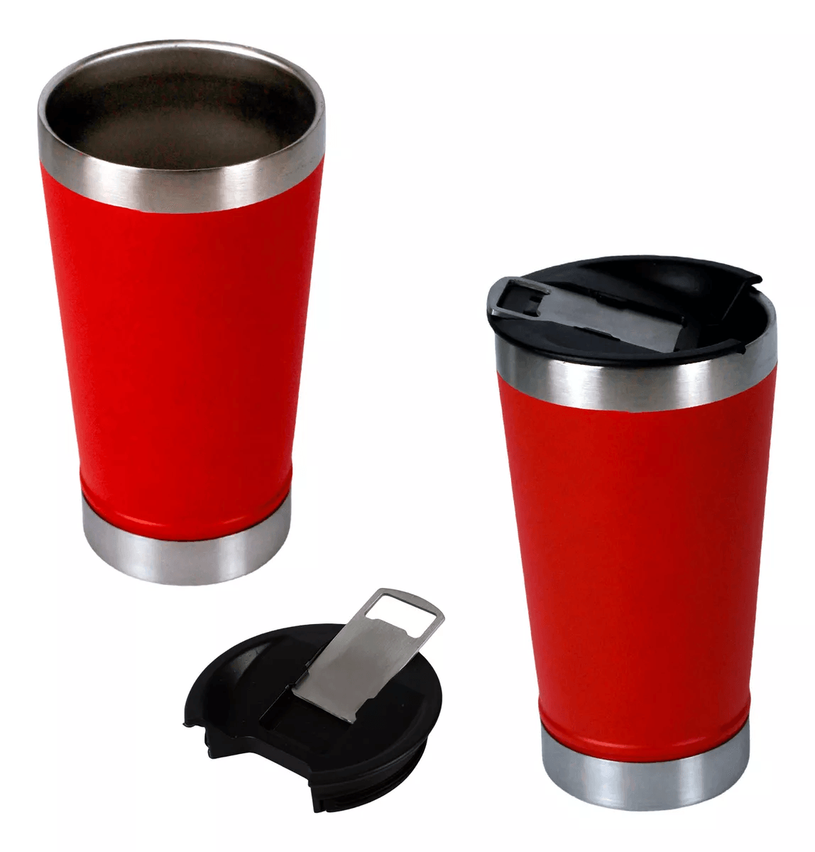 Copo Térmico Aço Inoxidavel Com Tampa E Abridor De Garrafa 500ml