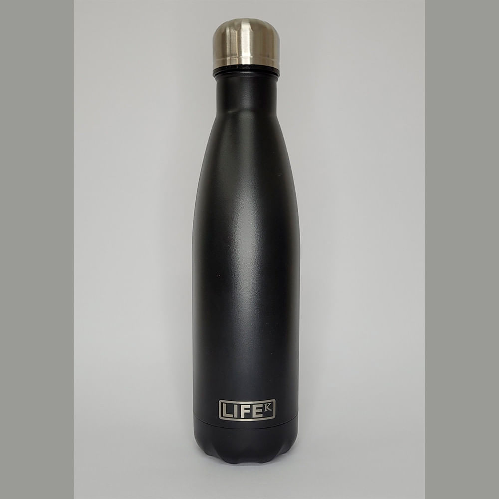 Garrafa Lifek Termica 500 Ml Preto - Em Aço Inox Para Dispenser De Liquido - Com Paredes A Vácuo C/ Tampa