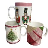 Kit 3 Caneca De Natal Porcelana Presente Lembrança 330ml