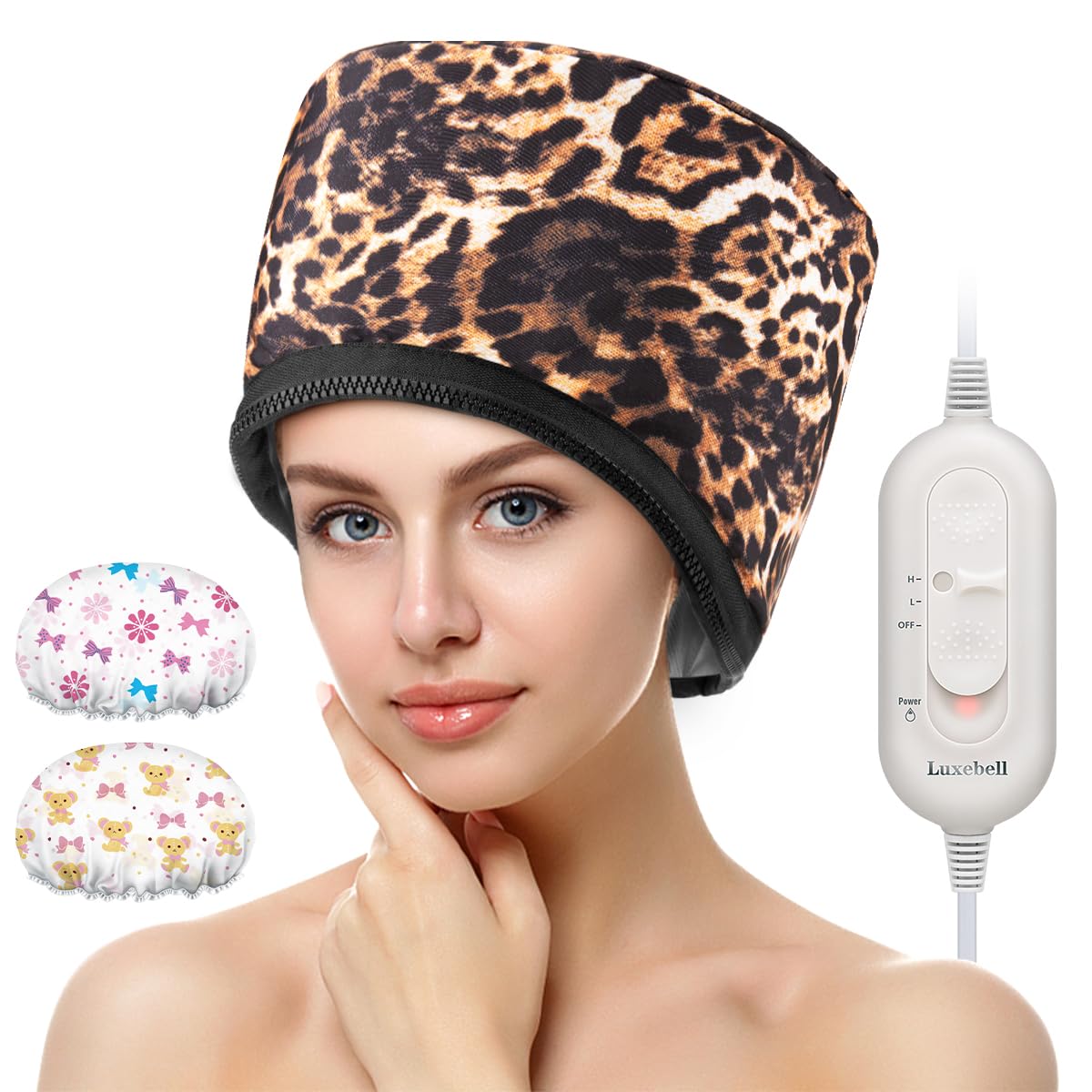 Vaporizador De Cabelo Luxebell Deep Conditioning Heat Cap Leopard