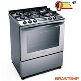 FogÃ£o de Piso Brastemp de 05 Bocas com Turbo Chama, Painel Touch, Grill e Meat Control Inox - BFS5CCR