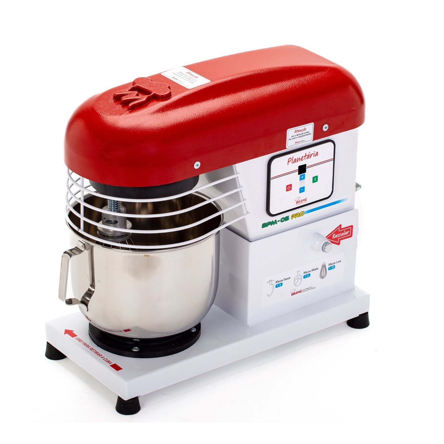 Batedeira Planetária 5l Profissional Motor 1000w Bivolt Maná Branco/vermelho