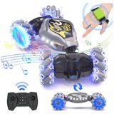 Carrinho De Controle De Remoto E Sensor De Gestos 2.4ghz 4wd Com Música E Giratório 360º Para Crianças De 6 A 12 Anos, Terucle, Cinza