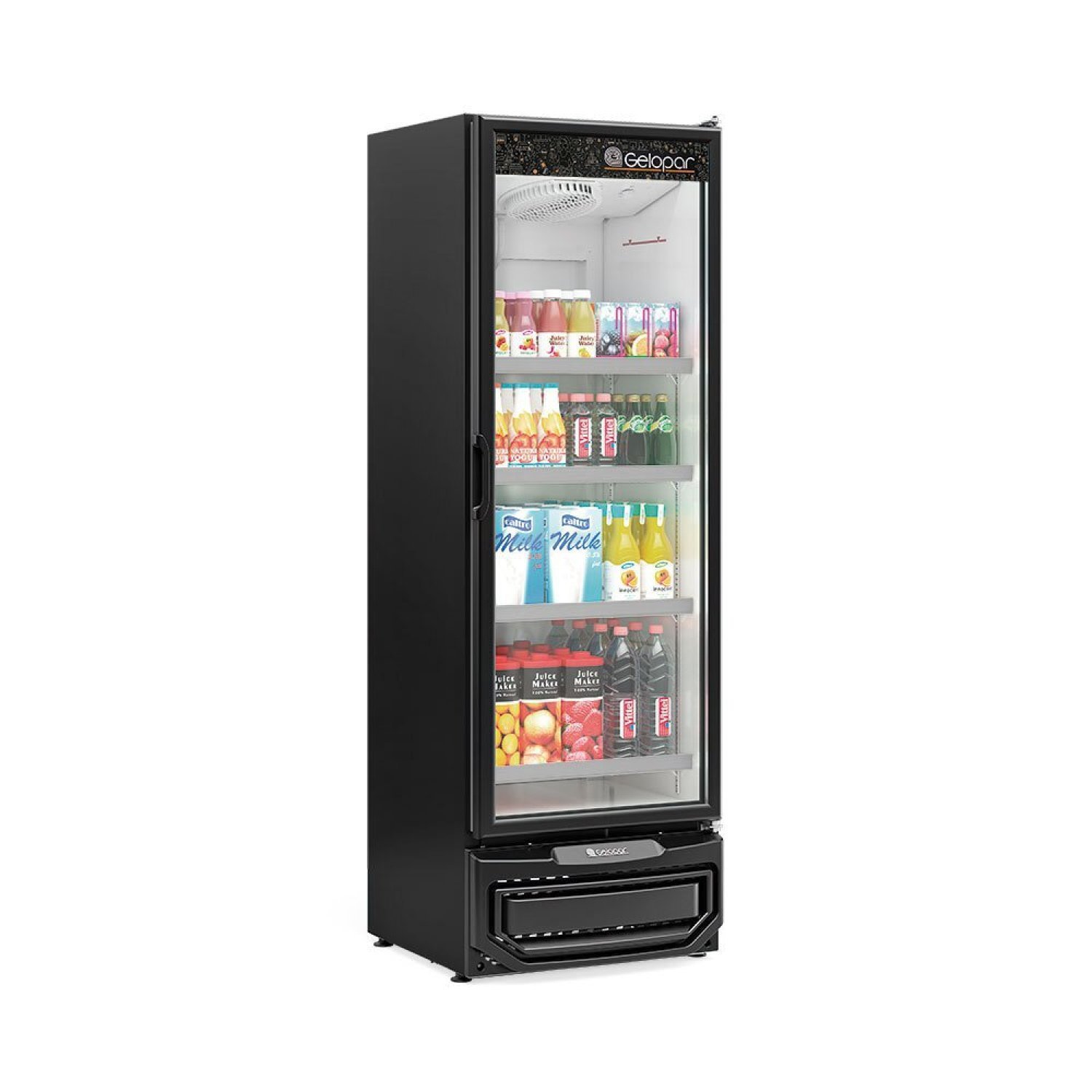 Refrigerador Vertical Frios E Laticinios 450 Litros Porta De Vidro Gcvr-45 Br Gelopar 127v Preto