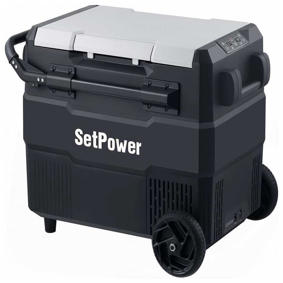 Geladeira Portátil 56l Para Carro E Acampamento, 12 24 V Dc 100 240 V Ac, Setpower Rv60d Pro, Preto