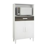 Balcão Microondas Duplo Cozinha Mdp 15mm 2 Portas 1 Gaveta - Branco/rústico
