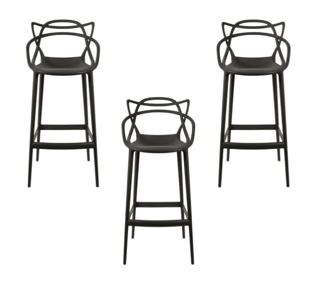 Conjunto C/3 Banqueta Allegra Alta Master Preta Cozinha Americana Balcão Polipropileno