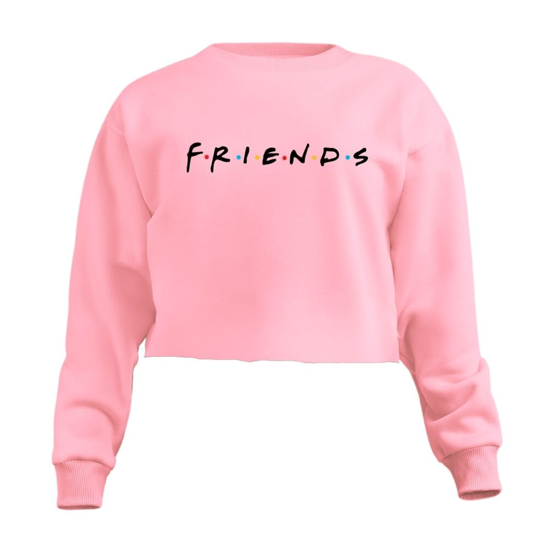 Blusa Cropped Moletom Friends Feminino Personalizado Com Cintura Descosturado