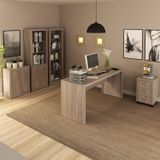 Conjunto Home Office 5 Peças Com 1 Mesa 1 Balcão 1 Armário 1 Estante 1 Gaveteiro Espresso Móveis