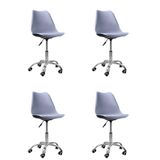 Kit 04 Cadeiras Office Base Cromada Giratória Saarinen - Cinza