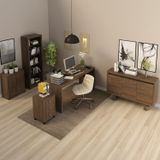 Conjunto Home Office Mesa, Gaveteiro, Estante, Balcão 2 Portas E Balcão 3 Portas Espresso Móveis