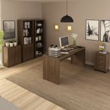 Conjunto Home Office 5 Peças Com 1 Mesa 1 Balcão 1 Armário 1 Estante 1 Gaveteiro Espresso Móveis