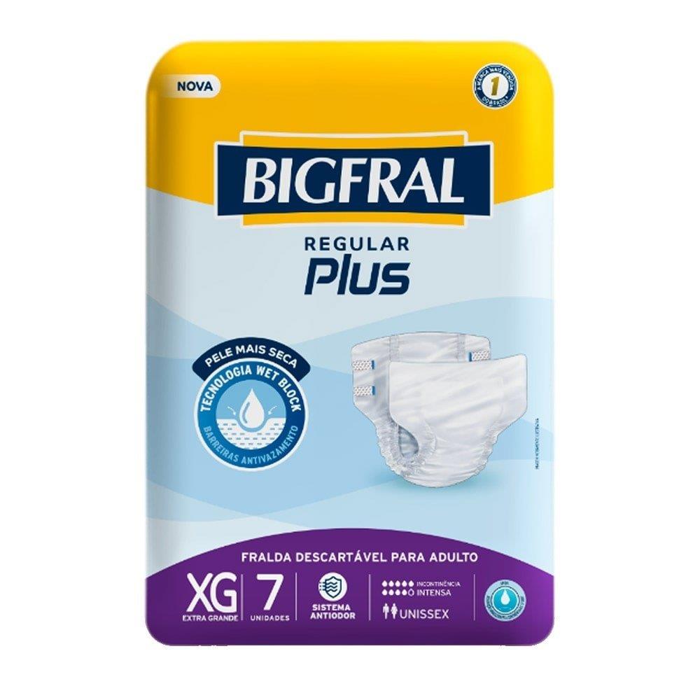 Fralda Geriátrica Bigfral Plus Regular Tamanho Xg - 8 Pacotes Com 7 Tiras