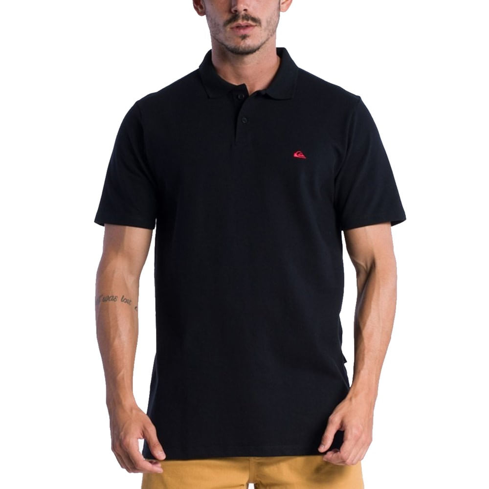 Camisa Polo Quiksilver Embroidery Piquet Preto