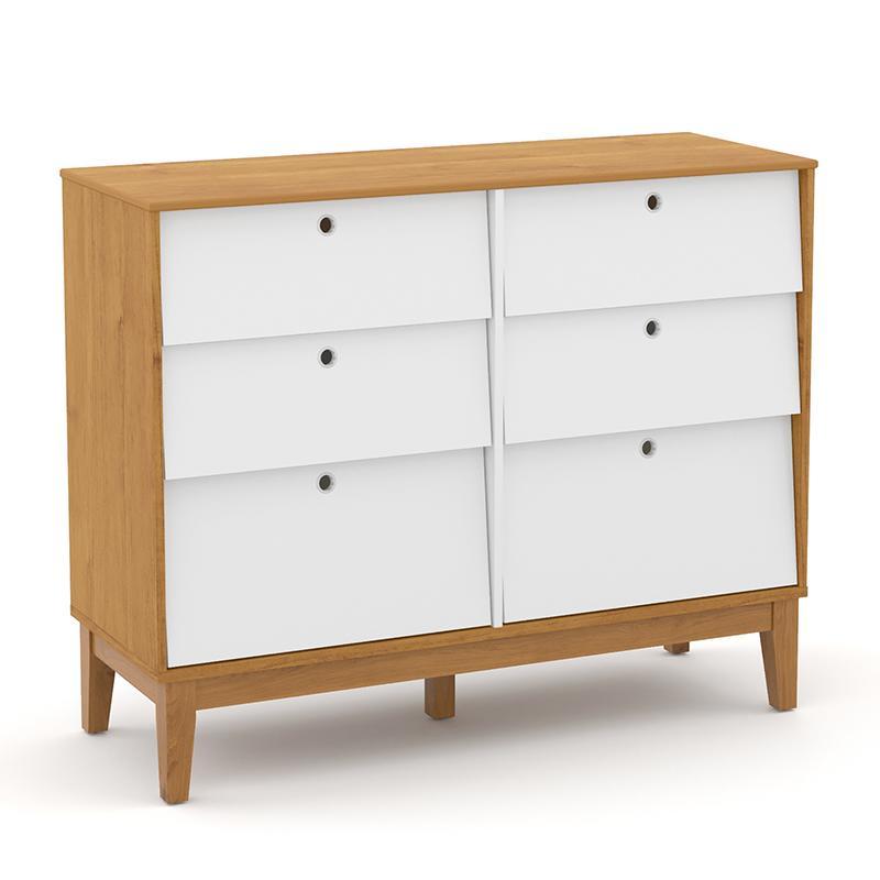 Cômoda Infantil Unique 6 Gavetas Freijó/branco Soft/eco Wood - Matic Móveis