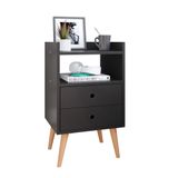 Mesinha de Cabeceira Canto Quarto Mesa Auxiliar 2 Gavetas Nicho Aparador Objetos Apoio Lateral Cama  Dream - Preto - RPM