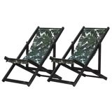 Kit 2 Espreguiçadeiras Dobrável Black Sb-folhas Verdes