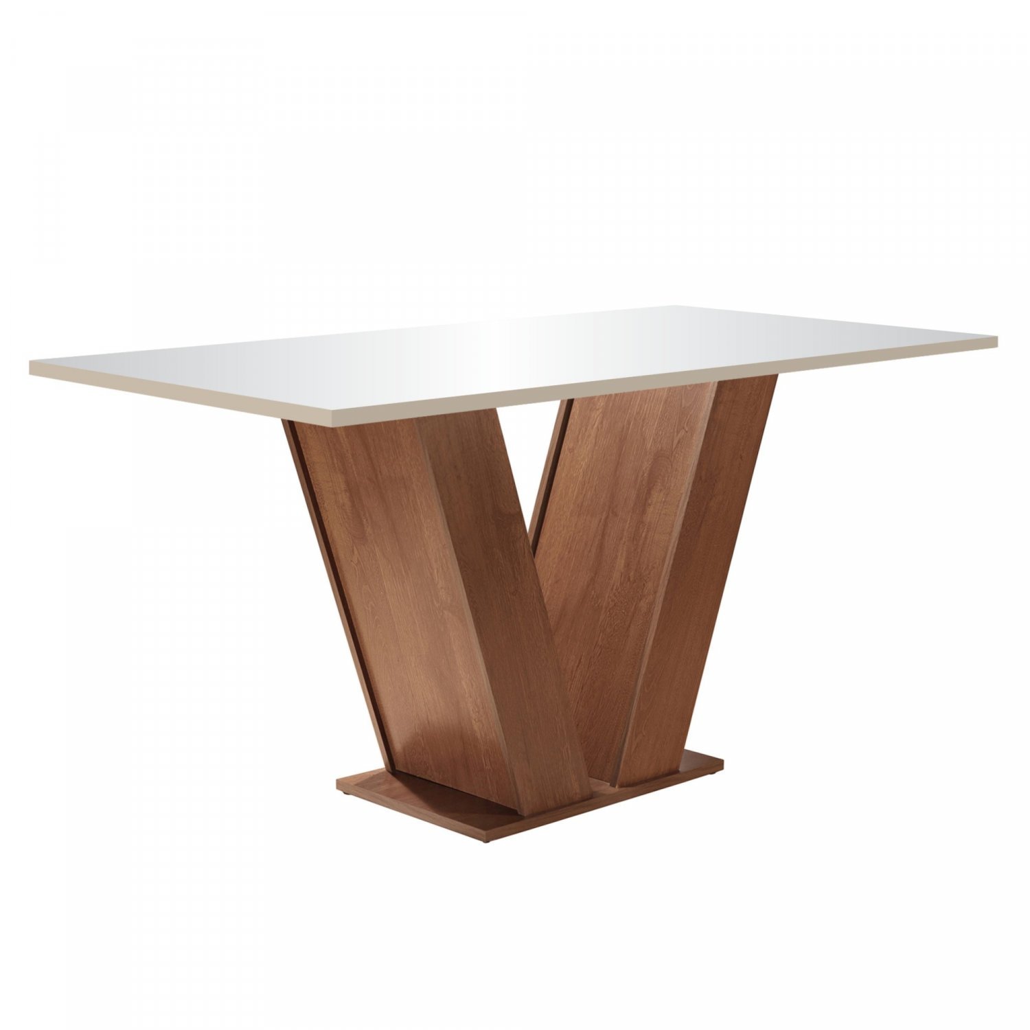 Mesa Para Sala De Jantar 160cm Tampo Em Vidro/mdp Espanha Espresso Móveis Chocolate/off White