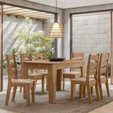 Conjunto Sala De Jantar Italia 1,35 Com 6 Cadeiras Cedro 51c