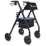 Andador Para Idoso Dobrável Até 136kg Com Assento, Encosto Extra Largo E Suporte Para Bengala, Flyingjoy, Azul