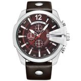 Relógio Masculino Curren Technos Brown 8176 Prateado