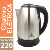 Chaleira Elétrica Jarra Bule Garrafa Aço Inox 1,8 Litros 1500w Potência 220v Jarro Desliga Automático