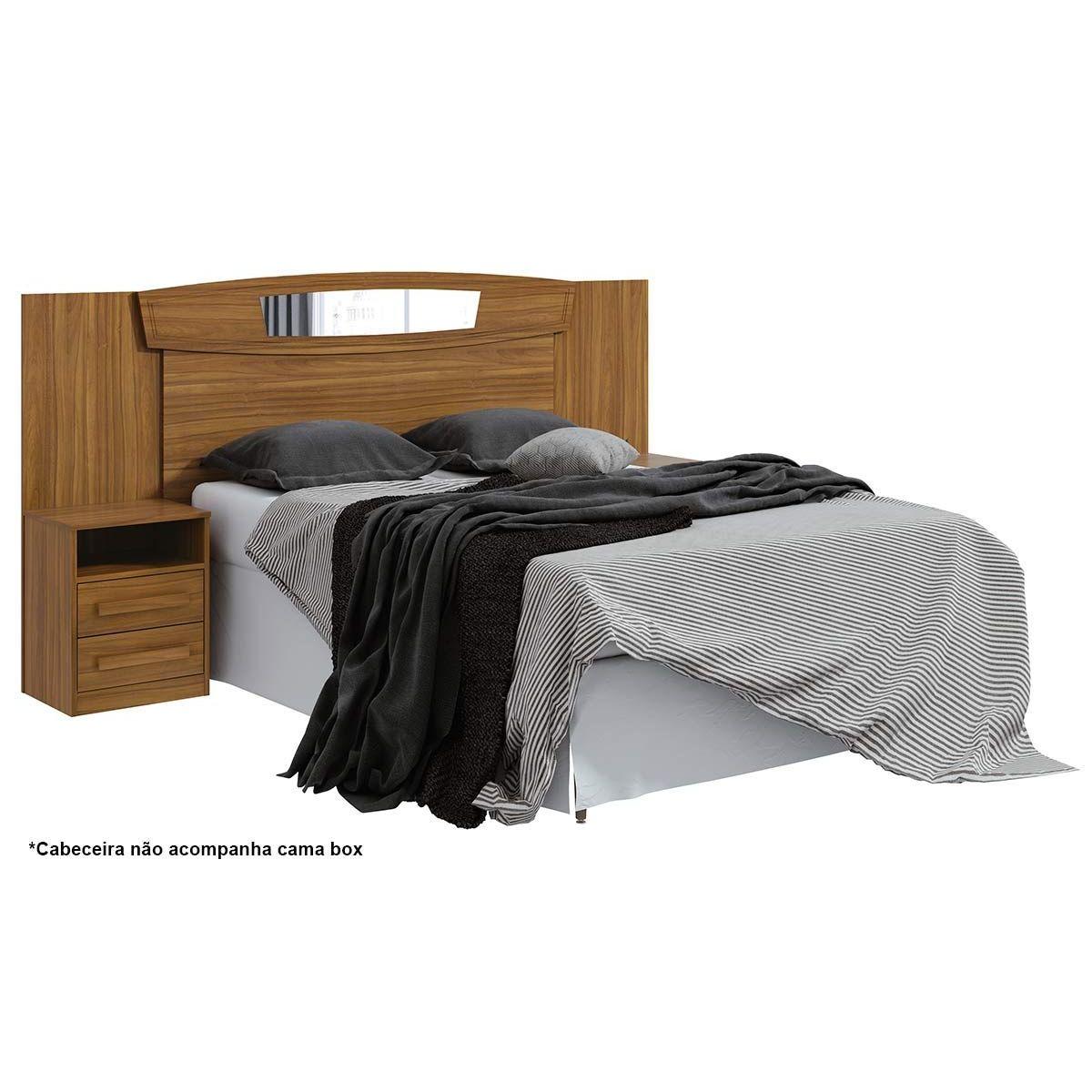 Cabeceira Cama Box Madeirado Casal Queen Novita Bronze C 4 Gavetas Rovere Lopas