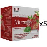 Chá De Morango Kit Com 5 Caixas De 10 Sachês Cada