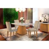 Sala De Jantar Completa Luna C Tampo Madeirado C Vidro Canto Reto 120cm 4 Cadeiras Lunara Imbuia Animale Chocolate Rufato