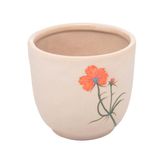 Cachepot Wolff Trento De Cerâmica Flor Laranja 12cm X 12cm