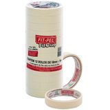 Fita Crepe 18mm X 50m Uso Geral Pintura Adere Kit 12un