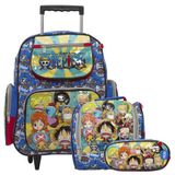 Kit Mochila Infantil Masculina One Piece Rodinha + Lancheira