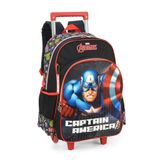 Mochila Escolar Infantil Rodinhas Capitão América Preto