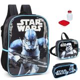 Kit Mochila Infantil Star Wars Disney Costas Escolar Tam G