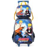 Kit Mochila Escolar Rodinha Lancheira Naruto E Boruto Azul