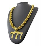 Cordão 13mm Baiano + Pingente 777 Sorte Banhado A Ouro 18k
