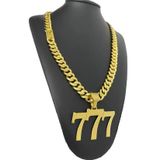 Cordão Pitbull 10mm + Pingente 777 Sorte Banhado A Ouro 18k