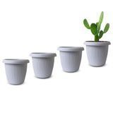 Kit 4 Vasos Decorativos Plantas Flores 1,4l Cinza Claro