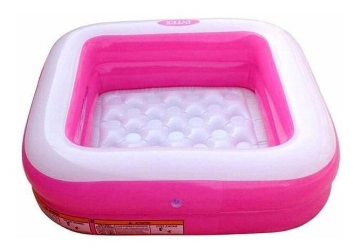 Piscina Infantil Rosa Quadrada Com Fundo Inflável 57litros