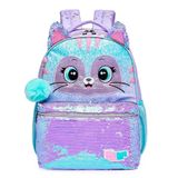 Mochila De Costas Pack Me Cat Brilhosa Com Orelha Lilás