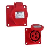 Tomada De Embutir Industrial 380vca Vermelho 32a 6h 3p+n+t