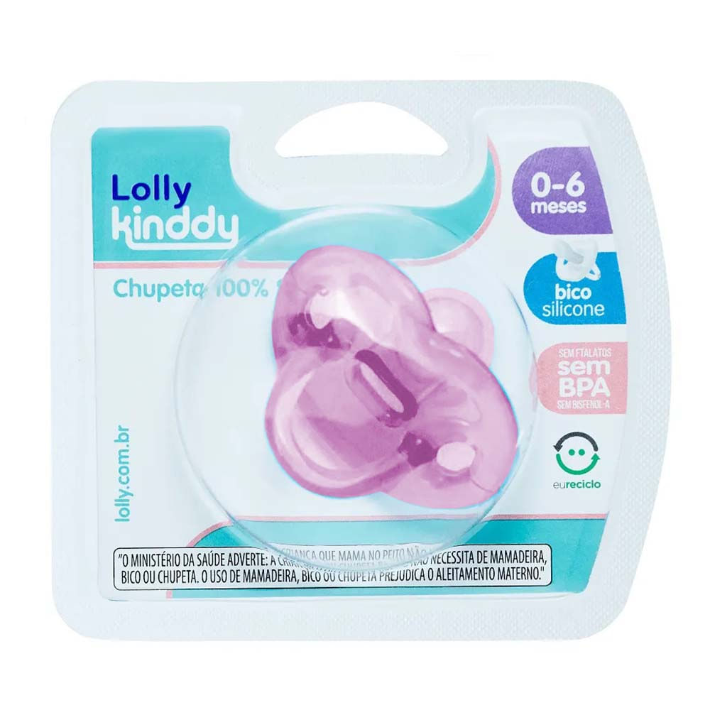 Chupeta Silicone 0 6m Rosa Lolly Kinddy