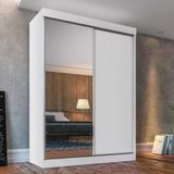Guarda-Roupa Solteiro 2 Portas de Correr 2 Gavetas e Espelho Péonia Yescasa Branco