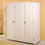 Guarda Roupa Solteiro Madeira Maciça 3 Portas 4 Prateleiras Madeira Maciça Provençal Bastian Inter Link Branco Lavado