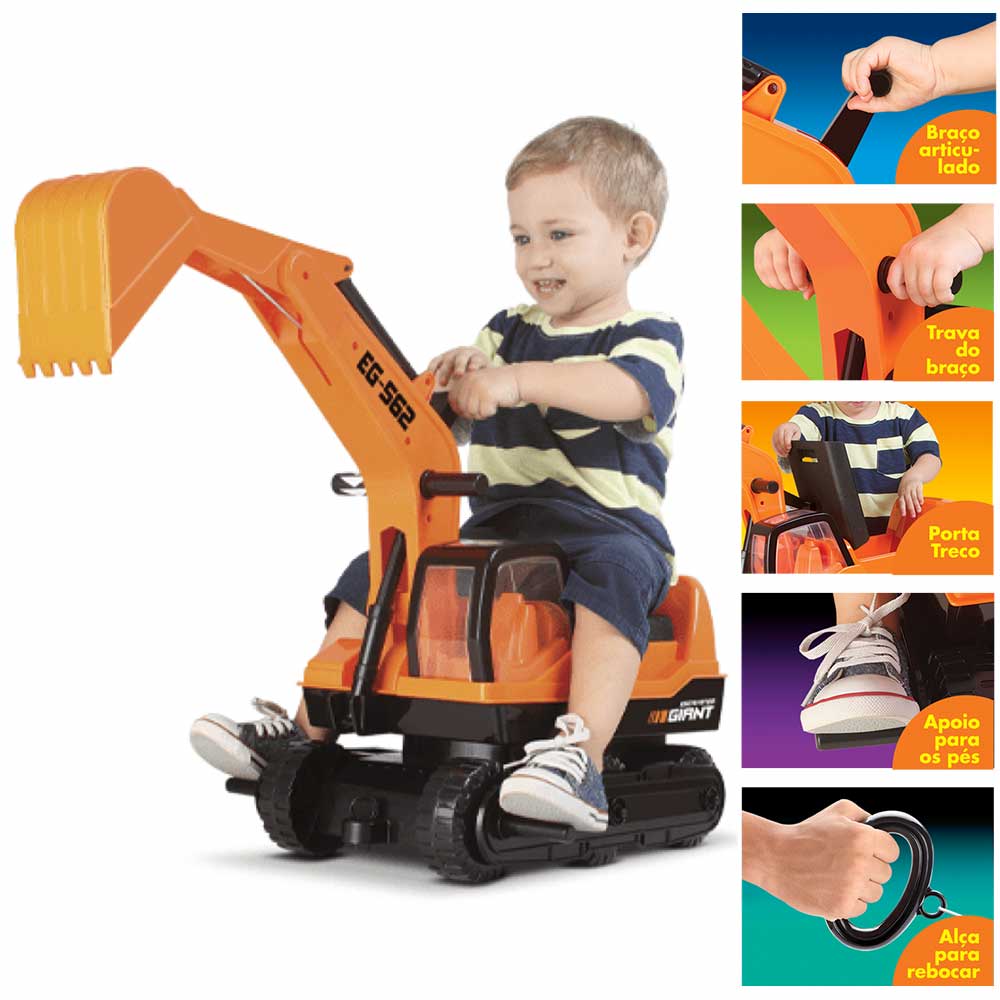 Andador Infantil Mini Veiculo Trator Giant Escavator Roma