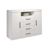 Cômoda de Quarto Master com 2 Portas, 1 Nicho e 4 Gavetas, Branco Santos Andira