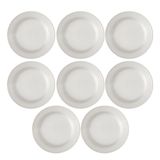 Conjunto 8 Pratos Raso Cerâmica 24,3cm Perla Branco