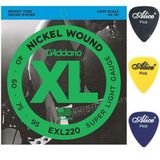 Encordoamento D&#39;addario Exl220 Para Baixo 4 Corda + Palhetas
