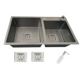 Cuba Gourmet Dupla Quadrada Aço Inox 304 Escovada 78x43cm